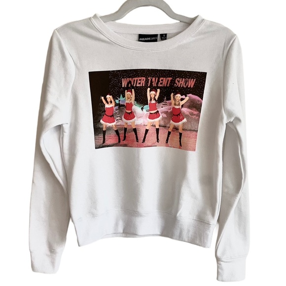 NWT Mean Girls Iconic Graphic Cozy Soft Fleece Lined White Sweater S - Picture 1 of 8